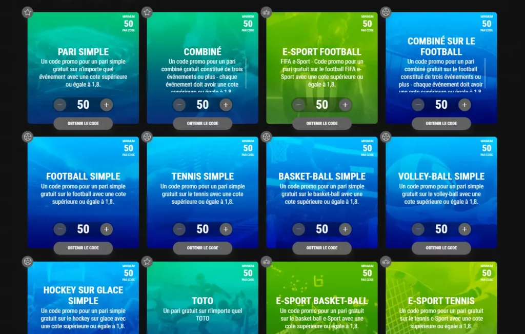 Vitrine de codes promotionnels