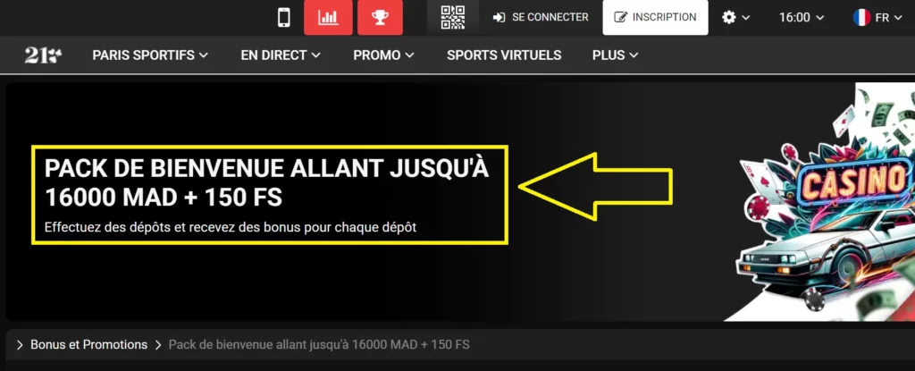 Bonus de bienvenue sur le casino en ligne
