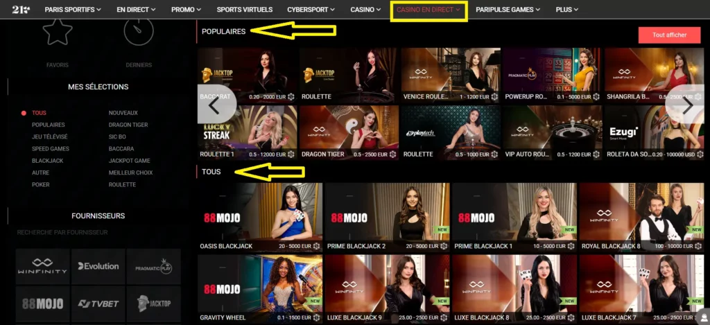 Casino en ligne : machines à sous et jeux de table